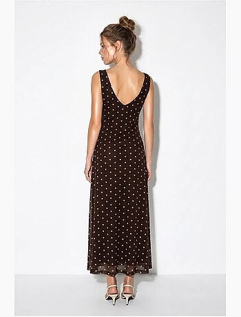 Vestido maxi de tul con lunares lucci