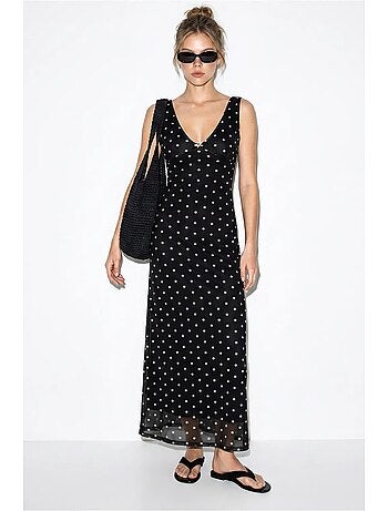 Vestido maxi de tul con lunares lucci
