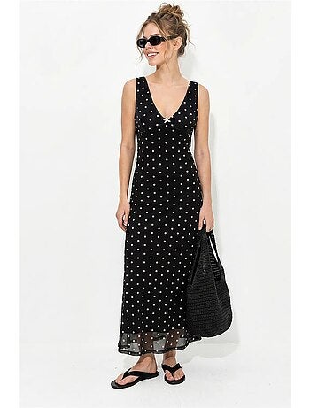 Vestido maxi de tul con lunares lucci