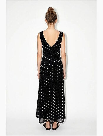 Vestido maxi de tul con lunares lucci
