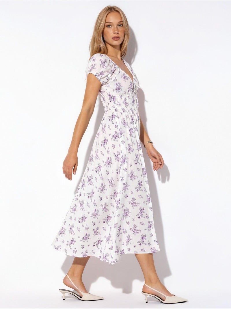 Vestido maxi de viscosa floral busem Blanco roto - Kiabi
