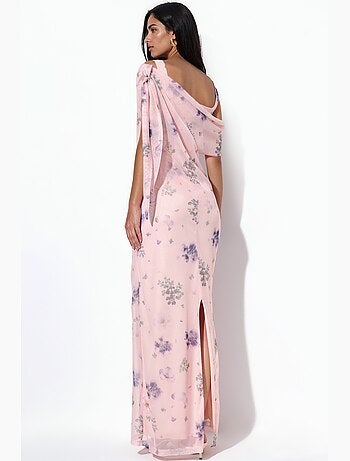 Vestido maxi floral con cuello asimétrico hiccup