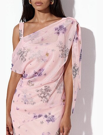 Vestido maxi floral con cuello asimétrico hiccup