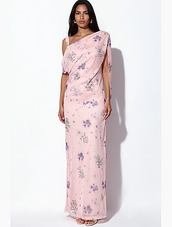 Vestido maxi floral con cuello asimétrico hiccup
