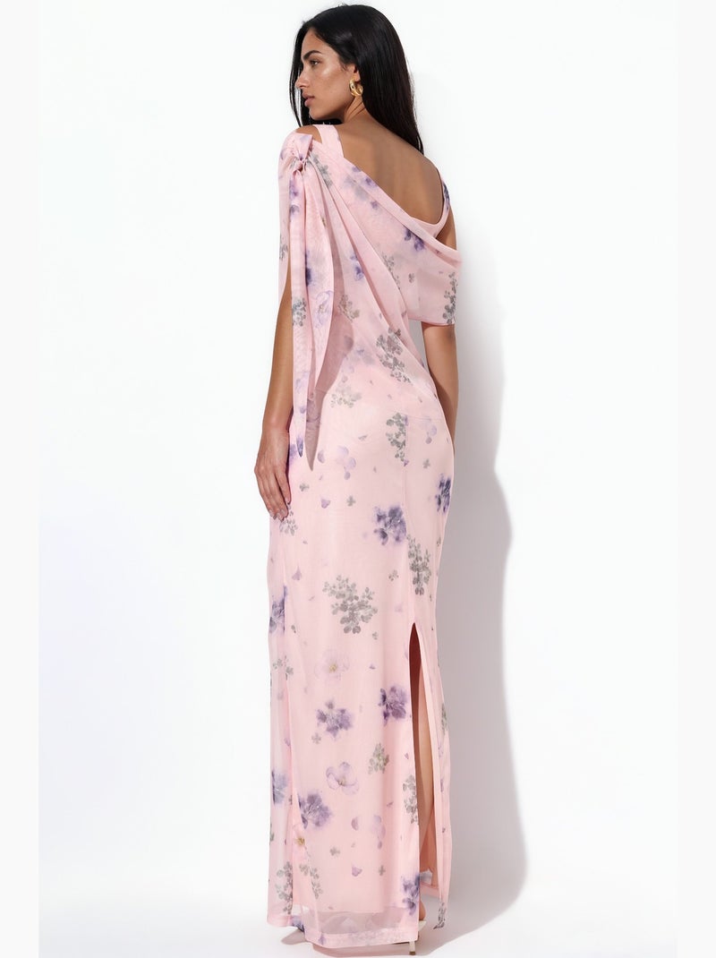Vestido maxi floral con cuello asimétrico hiccup Rosa viejo - Kiabi