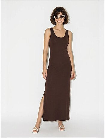Vestido maxi recto sin mangas con abertura lucci