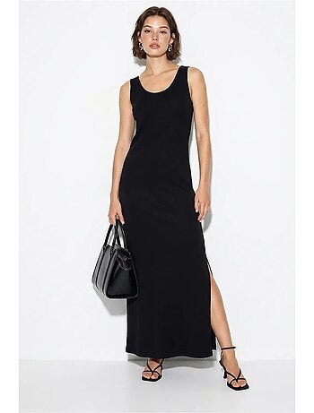 Vestido maxi recto sin mangas con abertura lucci
