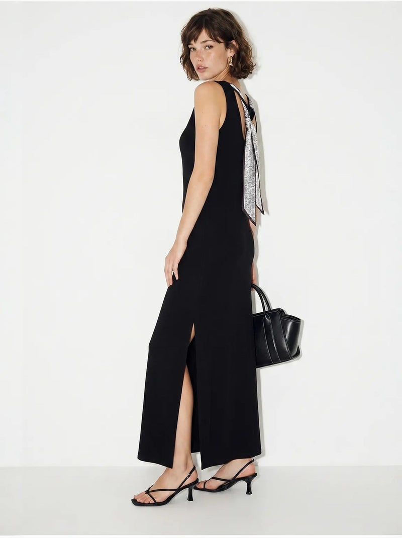 Vestido maxi recto sin mangas con abertura lucci Negro - Kiabi