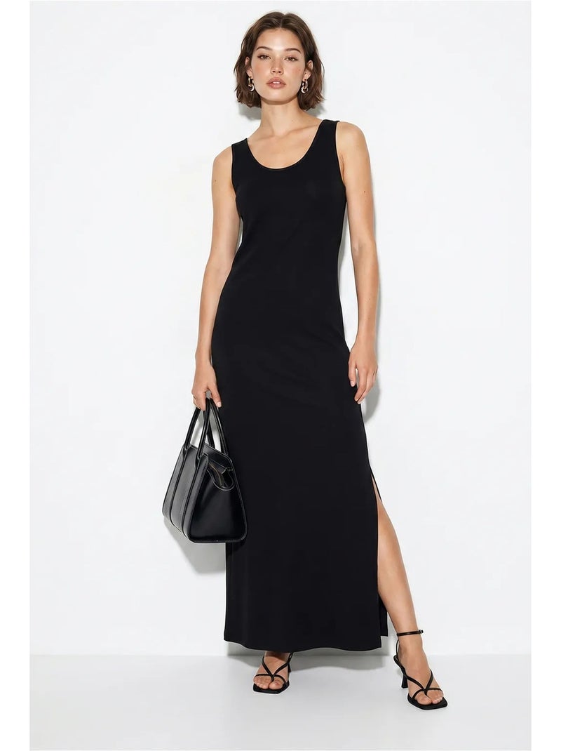 Vestido maxi recto sin mangas con abertura lucci Negro - Kiabi