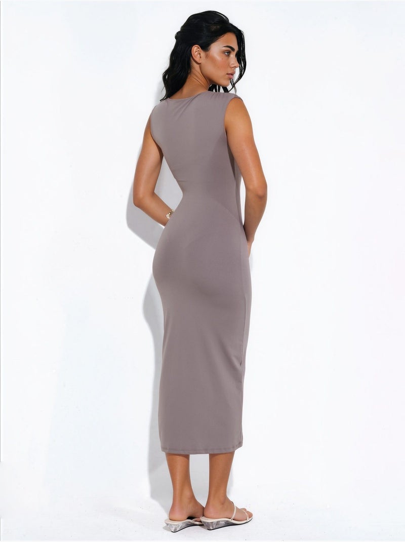 Vestido maxi sin mangas busem Taupe - Kiabi