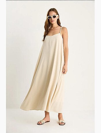 Vestido maxi sin mangas con escote en v lucci