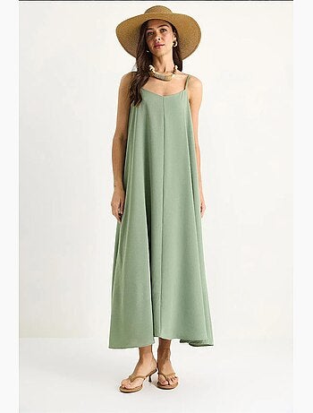 Vestido maxi sin mangas con escote en v lucci