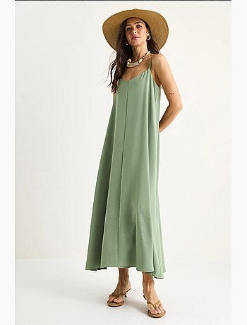 Vestido maxi sin mangas con escote en v lucci