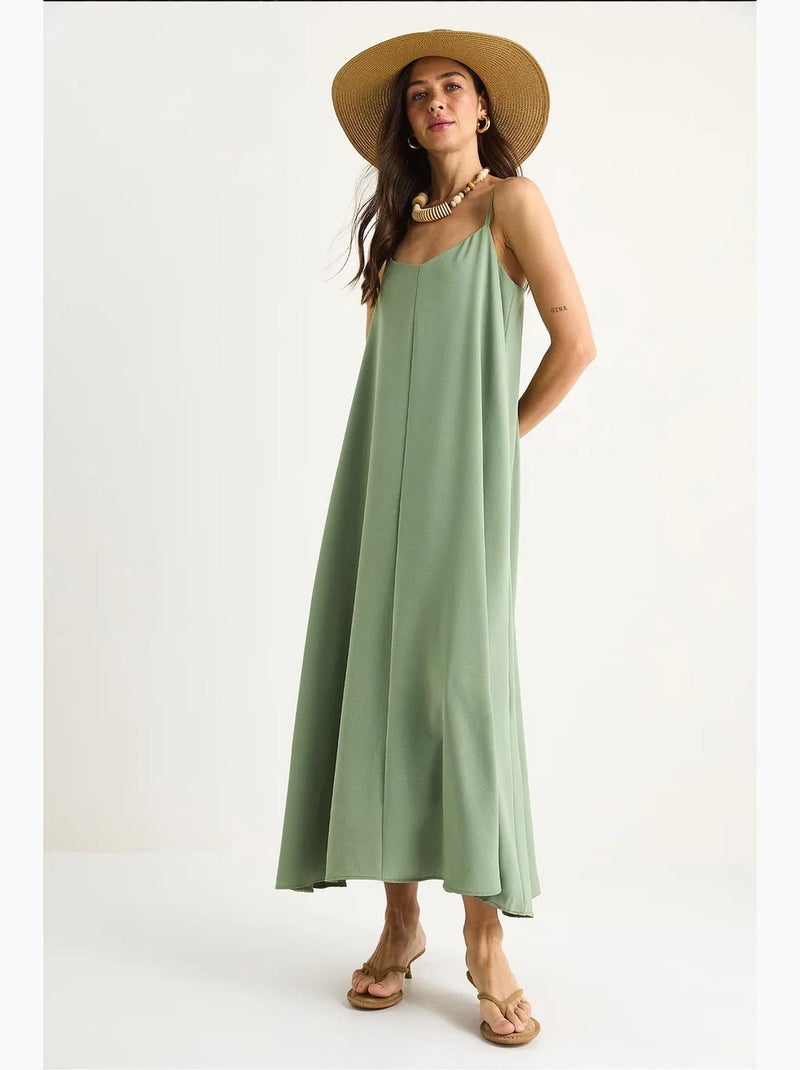 Vestido maxi sin mangas con escote en v lucci Verde pastel - Kiabi