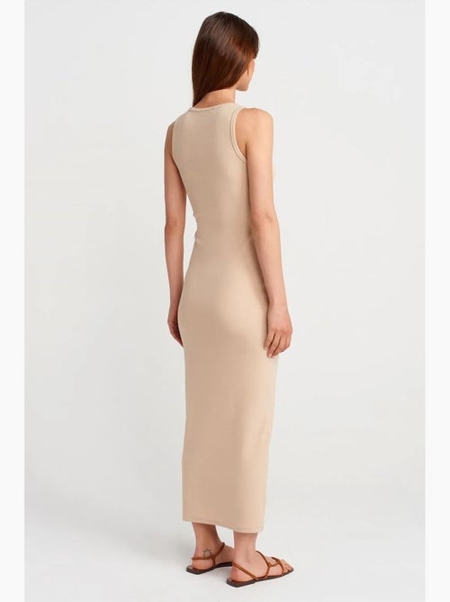 Vestido maxi sin mangas de mezcla de algodón acanalado dilvin - Kiabi Vestido maxi sin mangas de mezcla de algodón acanalado dilvin - Kiabi