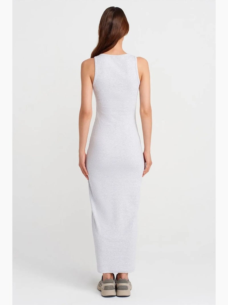 Vestido maxi sin mangas de mezcla de algodón acanalado dilvin Gris claro - Kiabi