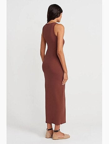 Vestido maxi sin mangas de mezcla de algodón acanalado dilvin