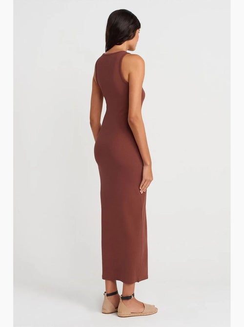 Vestido maxi sin mangas de mezcla de algodón acanalado dilvin - Kiabi Vestido maxi sin mangas de mezcla de algodón acanalado dilvin - Kiabi