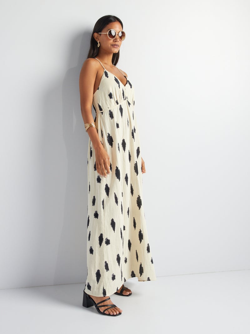 Vestido maxi tie-dye de gasa de algodón BLANCO - Kiabi