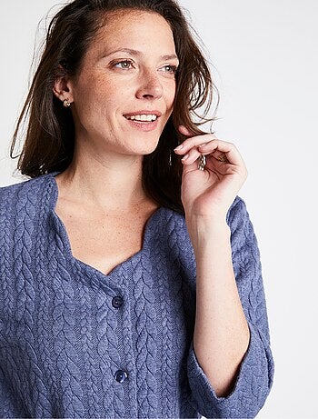 Vestido midi abotonado de punto grabado - Afibel