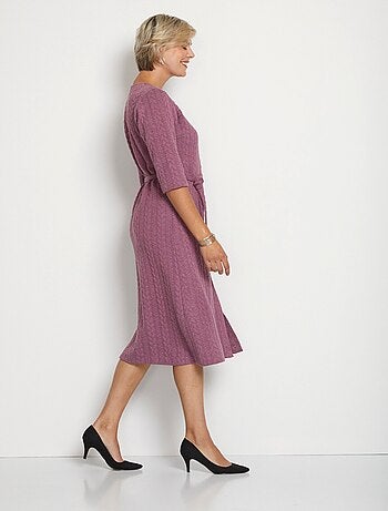 Vestido midi abotonado de punto grabado - Afibel