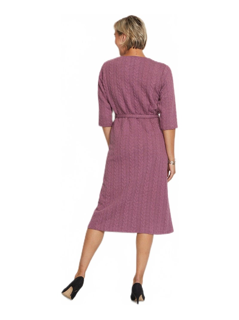 Vestido midi abotonado de punto grabado - Afibel Rosa - Kiabi