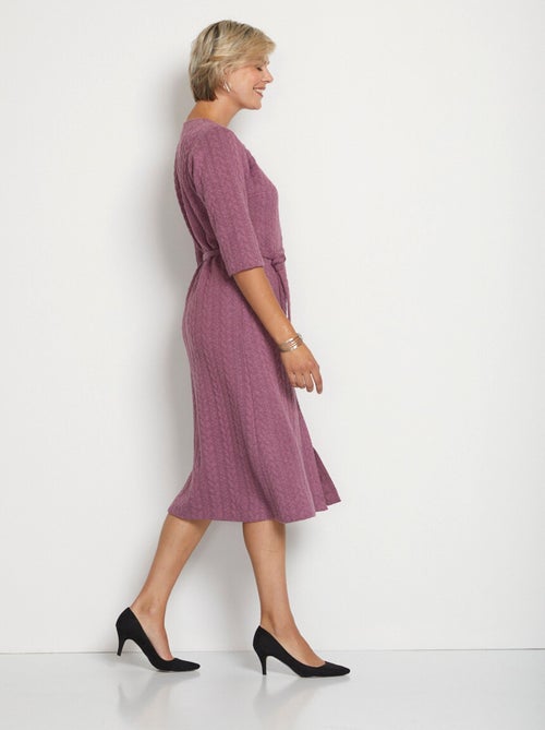 Vestido midi abotonado de punto grabado - Afibel - Kiabi