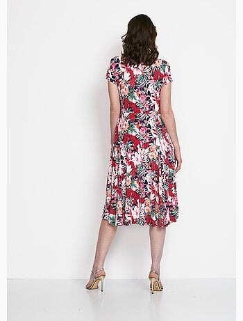 Vestido midi acampanado con cuello en V - Afibel