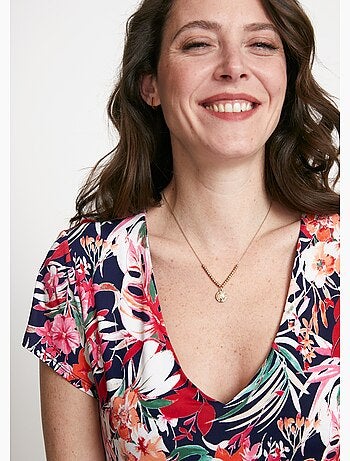 Vestido midi acampanado con cuello en V - Afibel