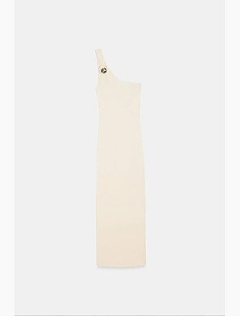 Vestido midi acanalado asimétrico de un solo hombro dilvin