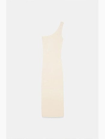 Vestido midi acanalado asimétrico de un solo hombro dilvin