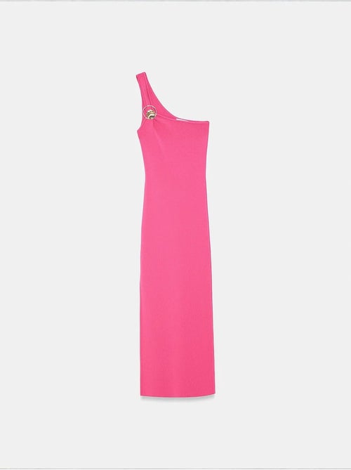 Vestido midi acanalado asimétrico de un solo hombro dilvin - Kiabi Vestido midi acanalado asimétrico de un solo hombro dilvin - Kiabi