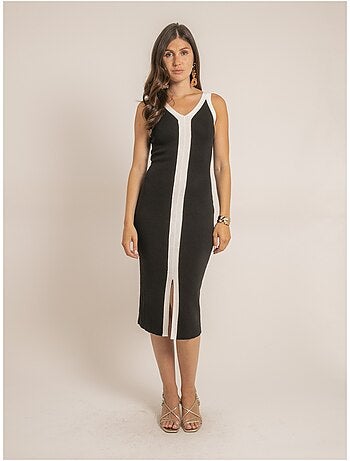 Vestido midi ajustado bicolor IKARA