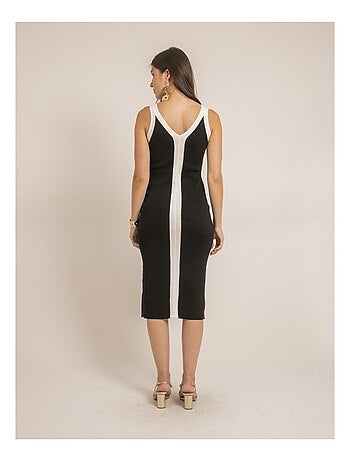 Vestido midi ajustado bicolor IKARA