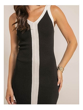 Vestido midi ajustado bicolor IKARA