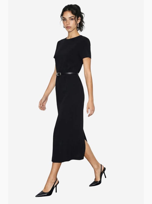 Vestido midi ajustado con cinturón y cuello redondo de lucci - Kiabi
