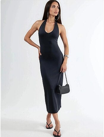 Vestido midi ajustado con cuello halter hiccup