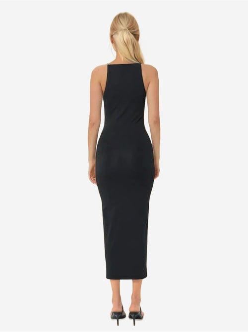 Vestido midi ajustado con cuello halter - Kiabi Vestido midi ajustado con cuello halter - Kiabi