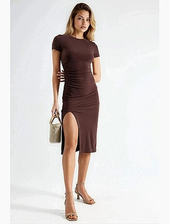 Vestido midi ajustado con cuello redondo hiccup