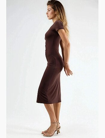 Vestido midi ajustado con cuello redondo hiccup