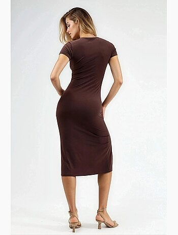 Vestido midi ajustado con cuello redondo hiccup