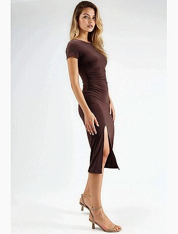 Vestido midi ajustado con cuello redondo hiccup
