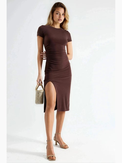 Vestido midi ajustado con cuello redondo hiccup - Kiabi