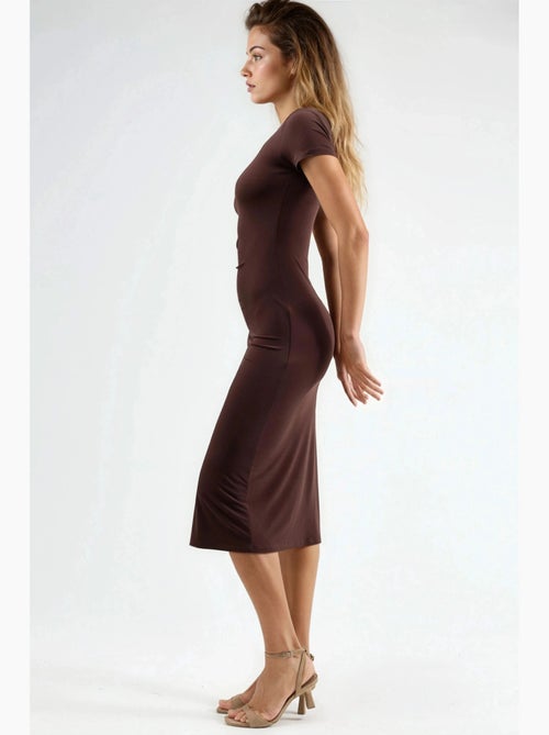 Vestido midi ajustado con cuello redondo hiccup - Kiabi