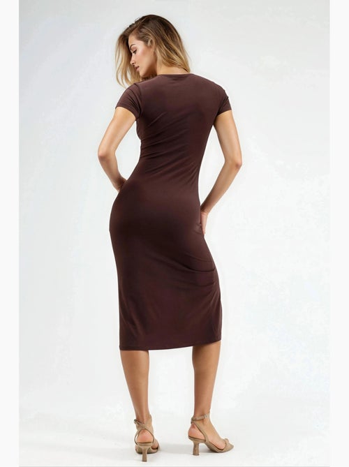 Vestido midi ajustado con cuello redondo hiccup - Kiabi