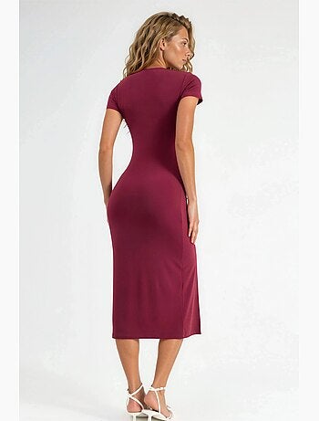Vestido midi ajustado con cuello redondo hiccup