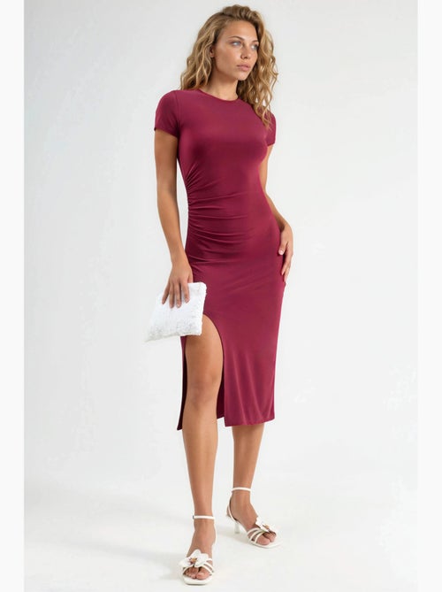Vestido midi ajustado con cuello redondo hiccup - Kiabi
