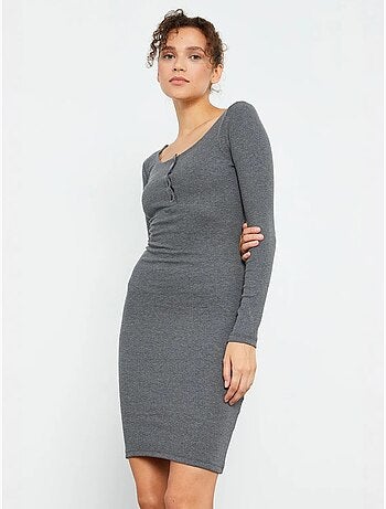 Vestido midi ajustado con cuello redondo tommy
