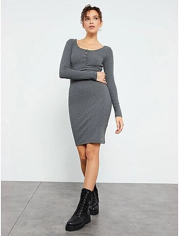 Vestido midi ajustado con cuello redondo tommy