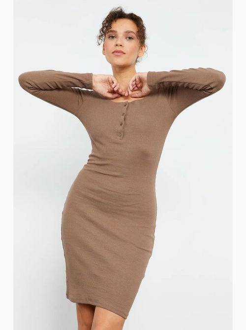 Vestido midi ajustado con cuello redondo tommy - Kiabi Vestido midi ajustado con cuello redondo tommy - Kiabi